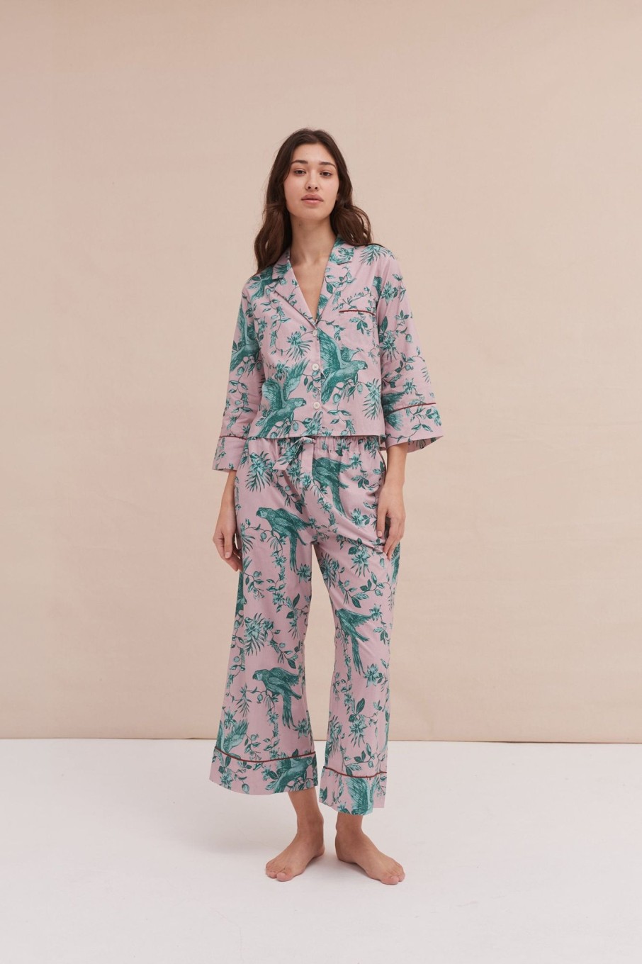 Women Desmond & Dempsey Pyjama Sets | Boxy Shirt And Wide Leg Trouser Set