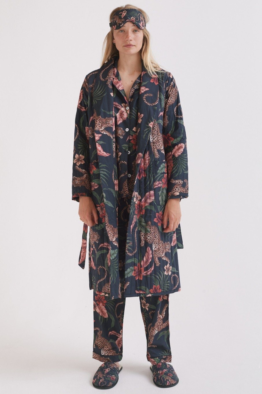 Women Desmond & Dempsey Robes | Quilted Robe Navy/Multi