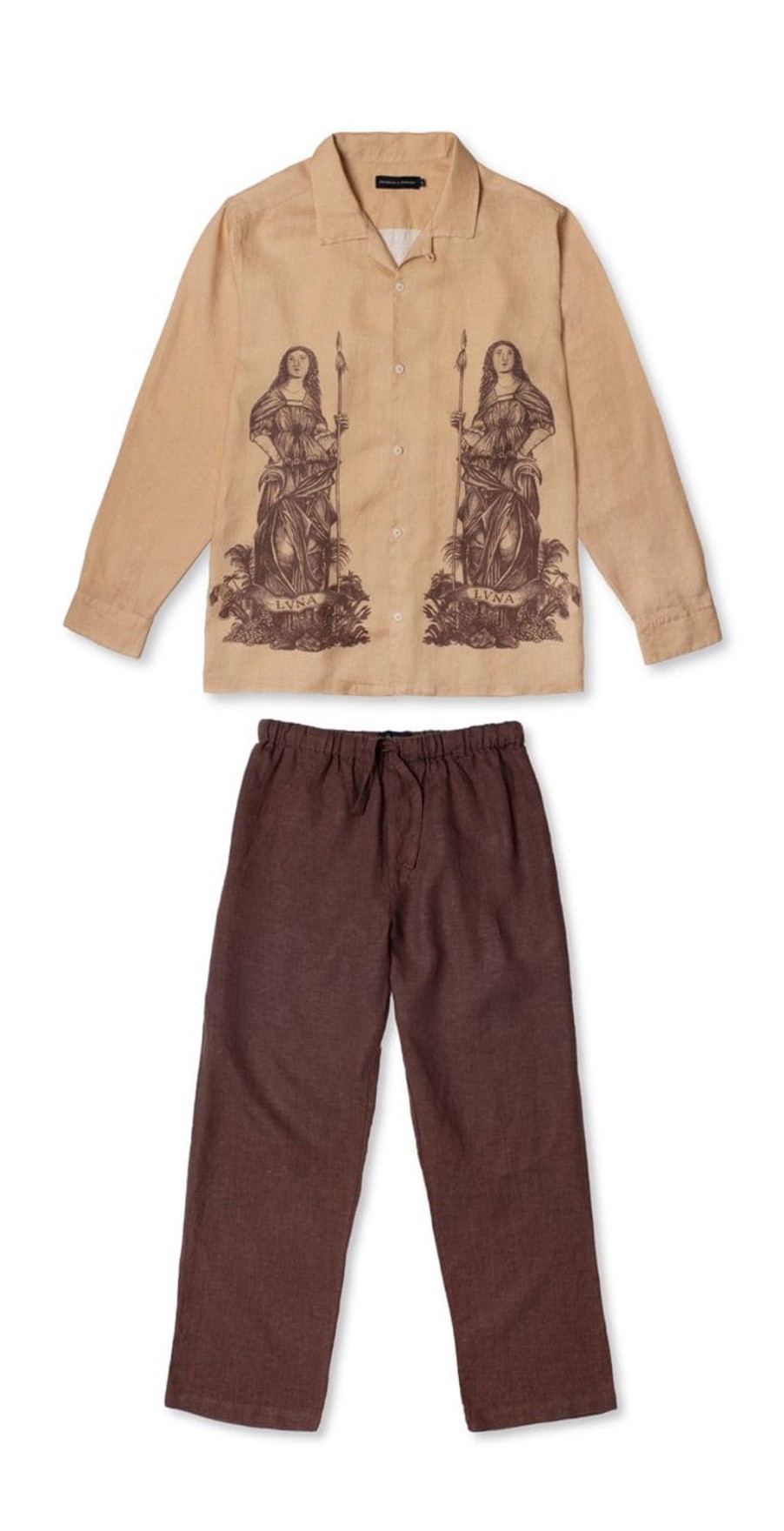 Men Desmond & Dempsey Archive | Men'S Cuban Long Sleeve And Trouser Pyjama Set