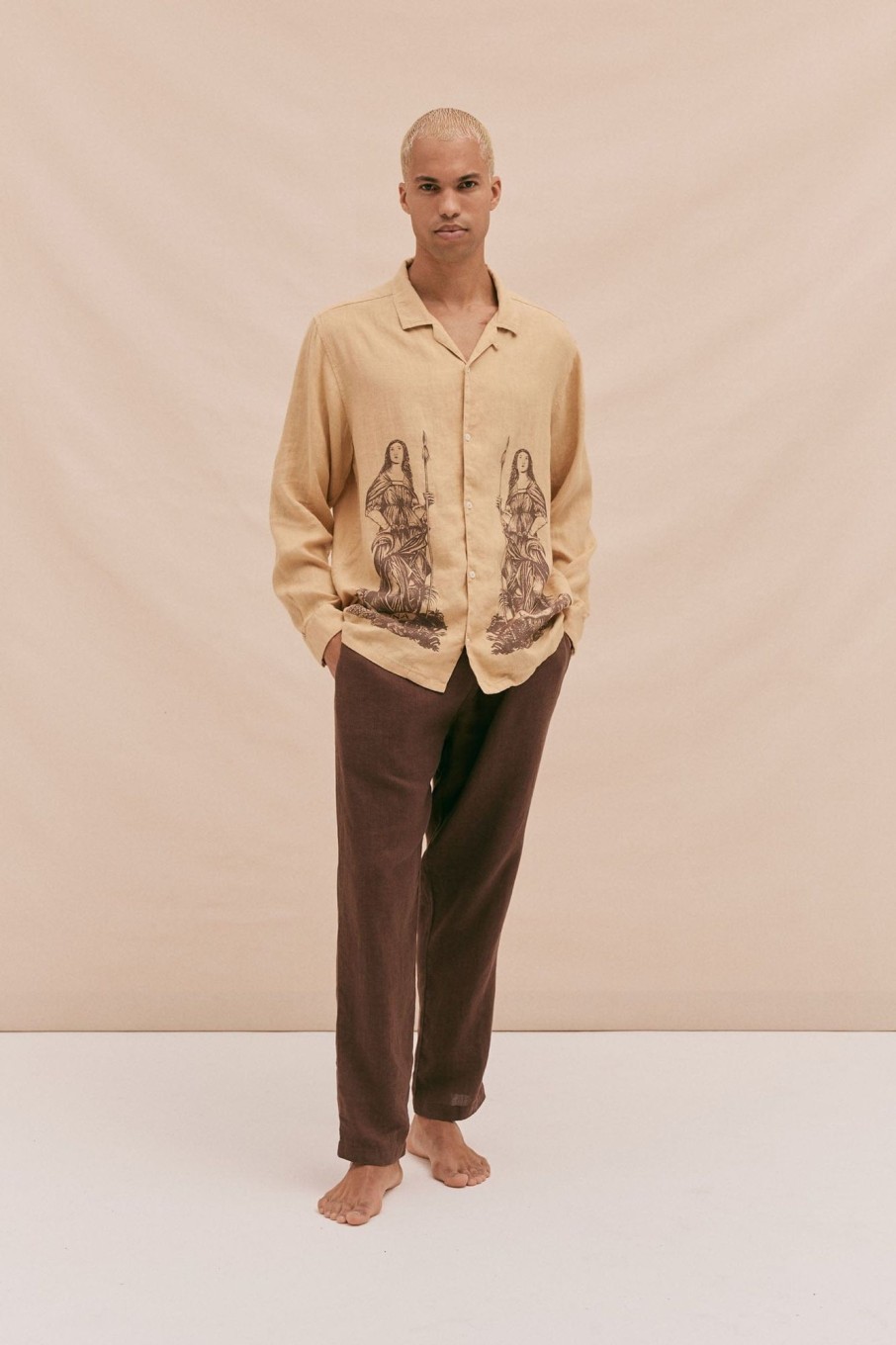 Men Desmond & Dempsey Archive | Men'S Cuban Long Sleeve And Trouser Pyjama Set