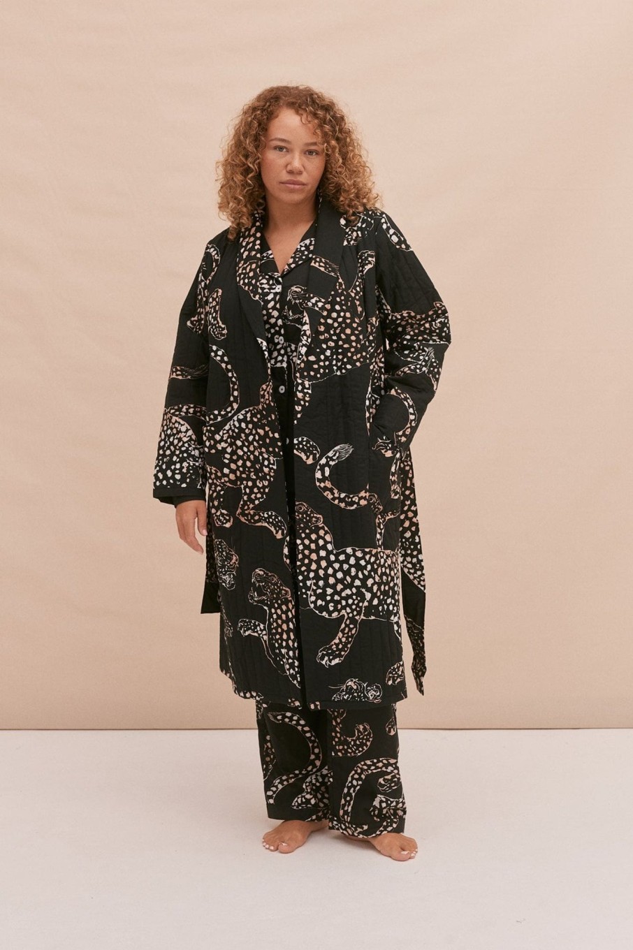 Women Desmond & Dempsey Robes | Quilted Robe Navy/Cream