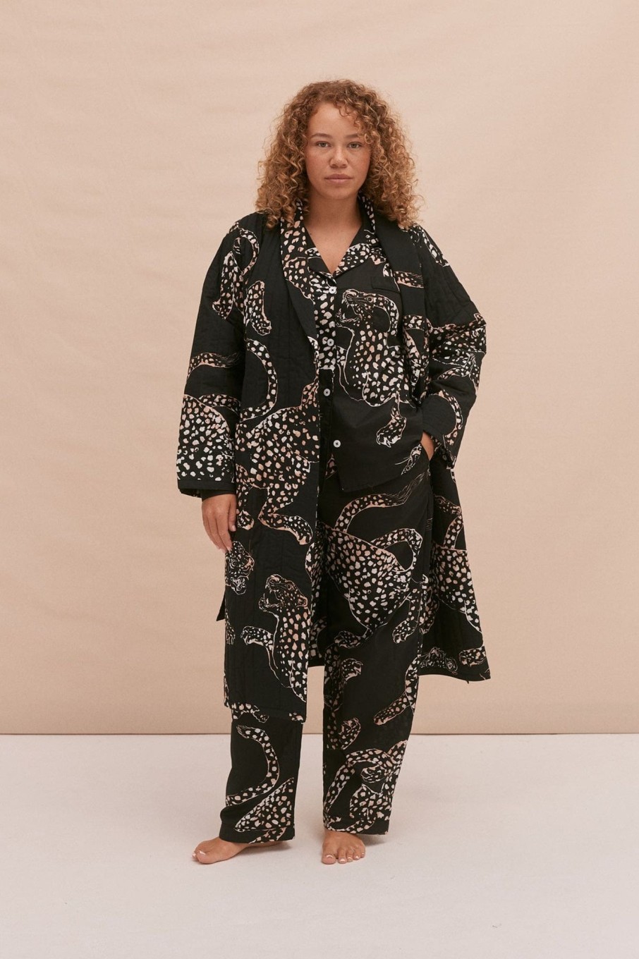 Women Desmond & Dempsey Robes | Quilted Robe Navy/Cream