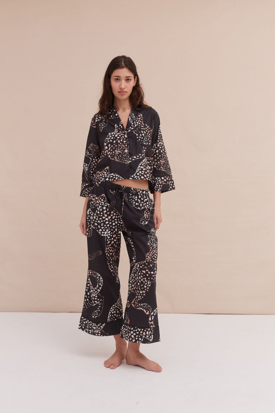 Women Desmond & Dempsey Pyjama Sets | Boxy Shirt And Wide Leg Trouser Set